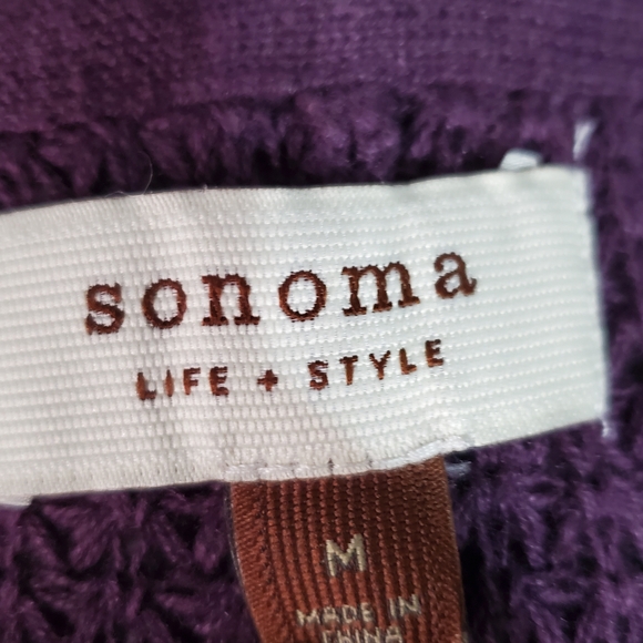 Sonoma Women's Knit Sweater Cardigan in Rich Purple Half Sleeve Size M - Picture 5 of 6